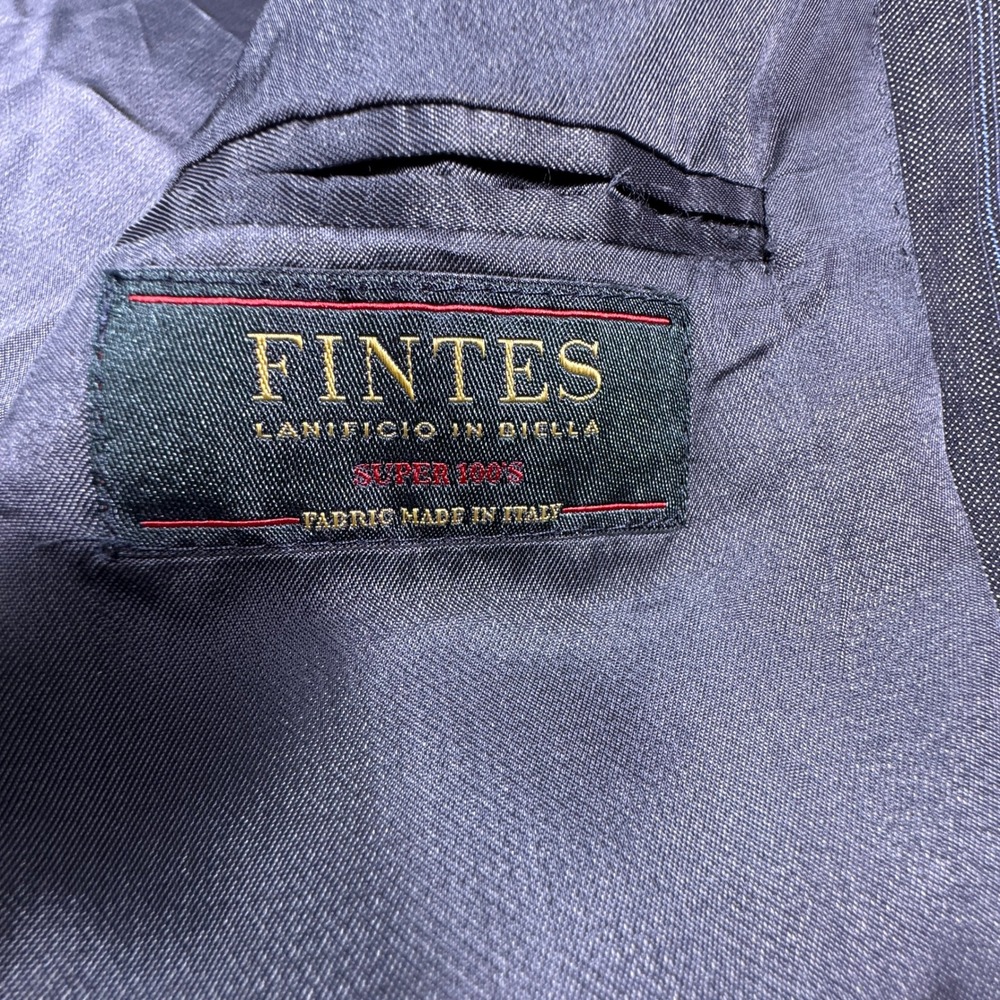 Chiavari Mens Suit Jacket Fintes Super 100s Wool‎ Gray Pinstripe Blazer Size 48L - Picture 3 of 8
